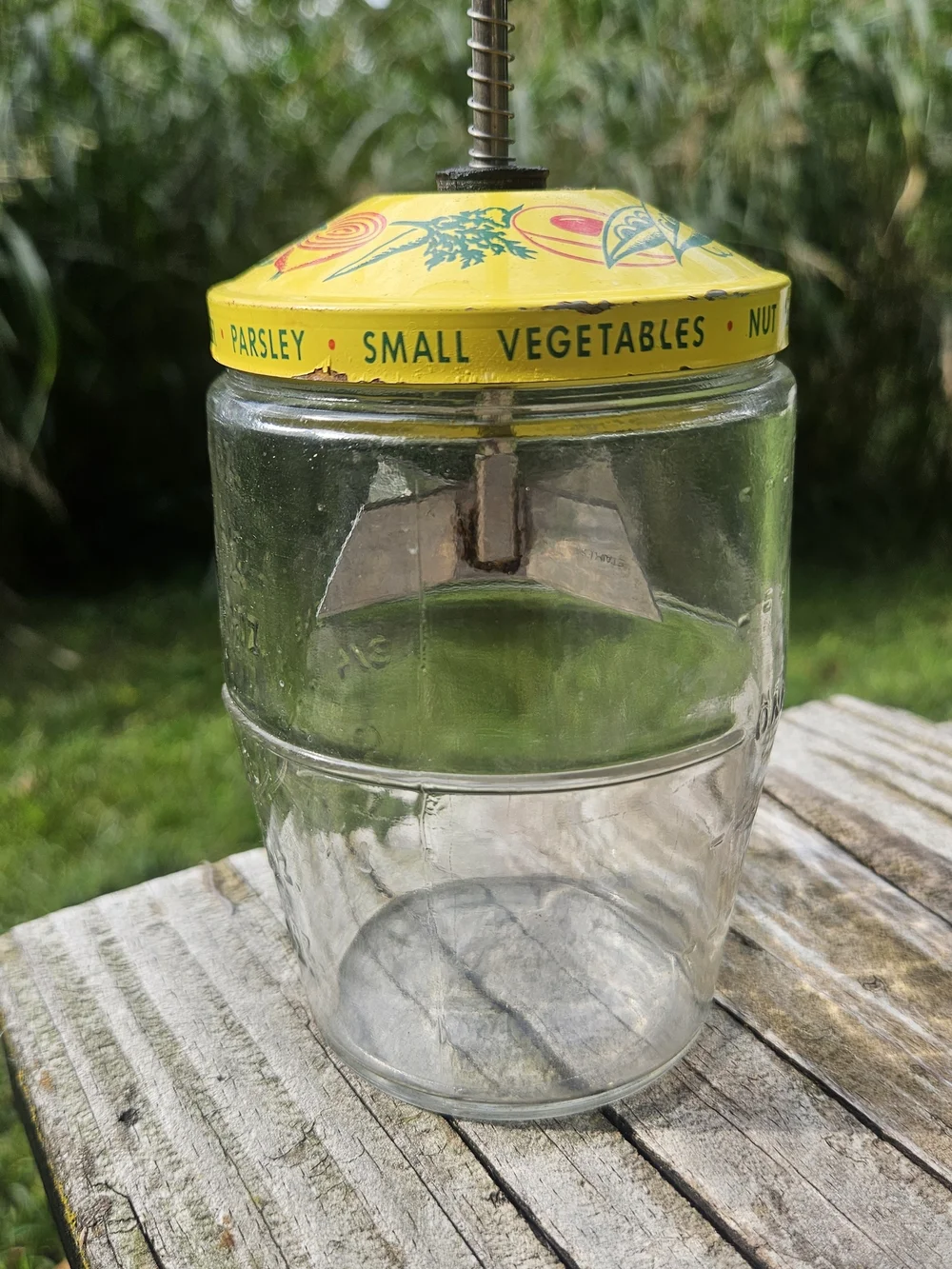 Vintage Spring-action Hand Food and Nut Chopper, likely from the 1940s
